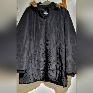 St. John's Bay Black Puffer Jacket w/ Detachable Hoodie